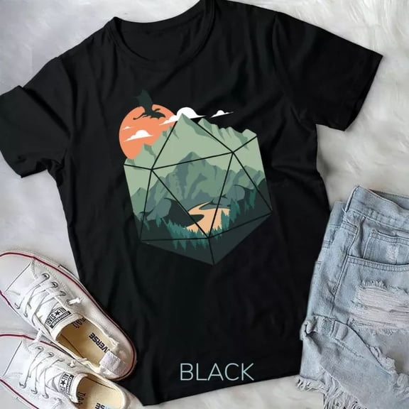 D20 Art Shirt, Dungeons Lover Shirt, Fantasy Gaming Unisex T-Shirt
