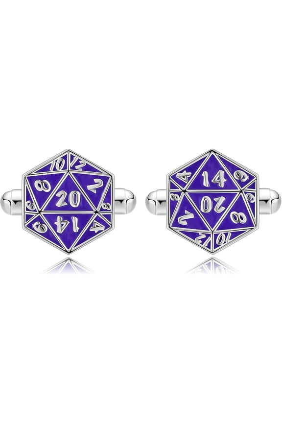 D20 Cufflinks for Men Sterling Silver DND Tuxedo Cuff Links for Business Wedding