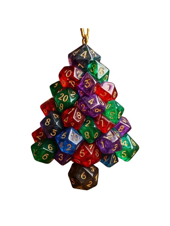 D20 Dice Christmas Tree Ornament, Tabletop Gaming Acrylic Pendant, Crit Luck Decoration for Game Night Holiday Tree