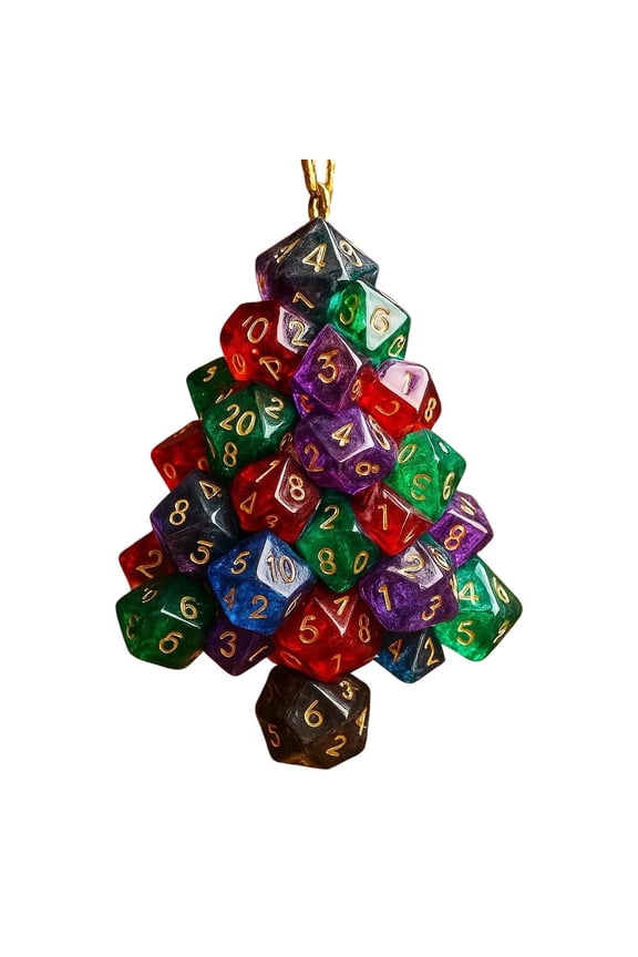 D20 Dice Christmas Tree Ornament, Tabletop Gaming Acrylic Pendant, Dungeons & Dragons Theme, Funny Crit Luck Decoration for Game Night Holiday Tree