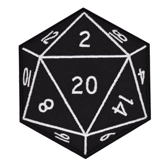 D20 Dice Embroidered Iron-on Patch