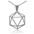 thumbnail image 1 of D20 Dice Silhouette Icosahedron Stainless Steel Necklace, 1 of 11