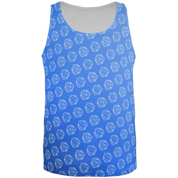 D20 Gamer Critical Hit and Fumble Blue Pattern All Over Mens Tank Top Multi 2XL