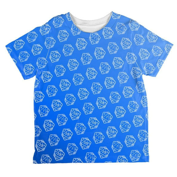 D20 Gamer Critical Hit and Fumble Blue Pattern All Over Toddler T Shirt Multi 4T