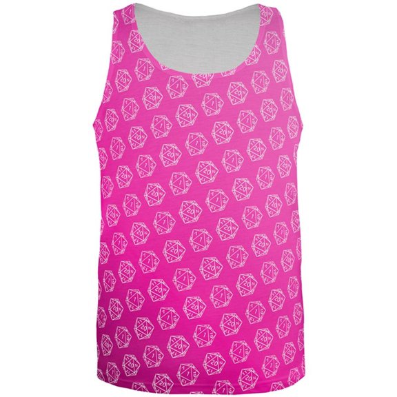 D20 Gamer Critical Hit and Fumble Pink Pattern All Over Mens Tank Top Multi X-LG
