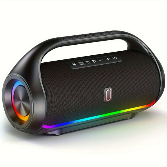 D20 Portable Outdoor Wireless Bluetooth Speaker 3D Surround Sound RGB Lighting Wireless Stereo Deep Bass Boombox for Party Indoor Outdoor Use Christmas Gift