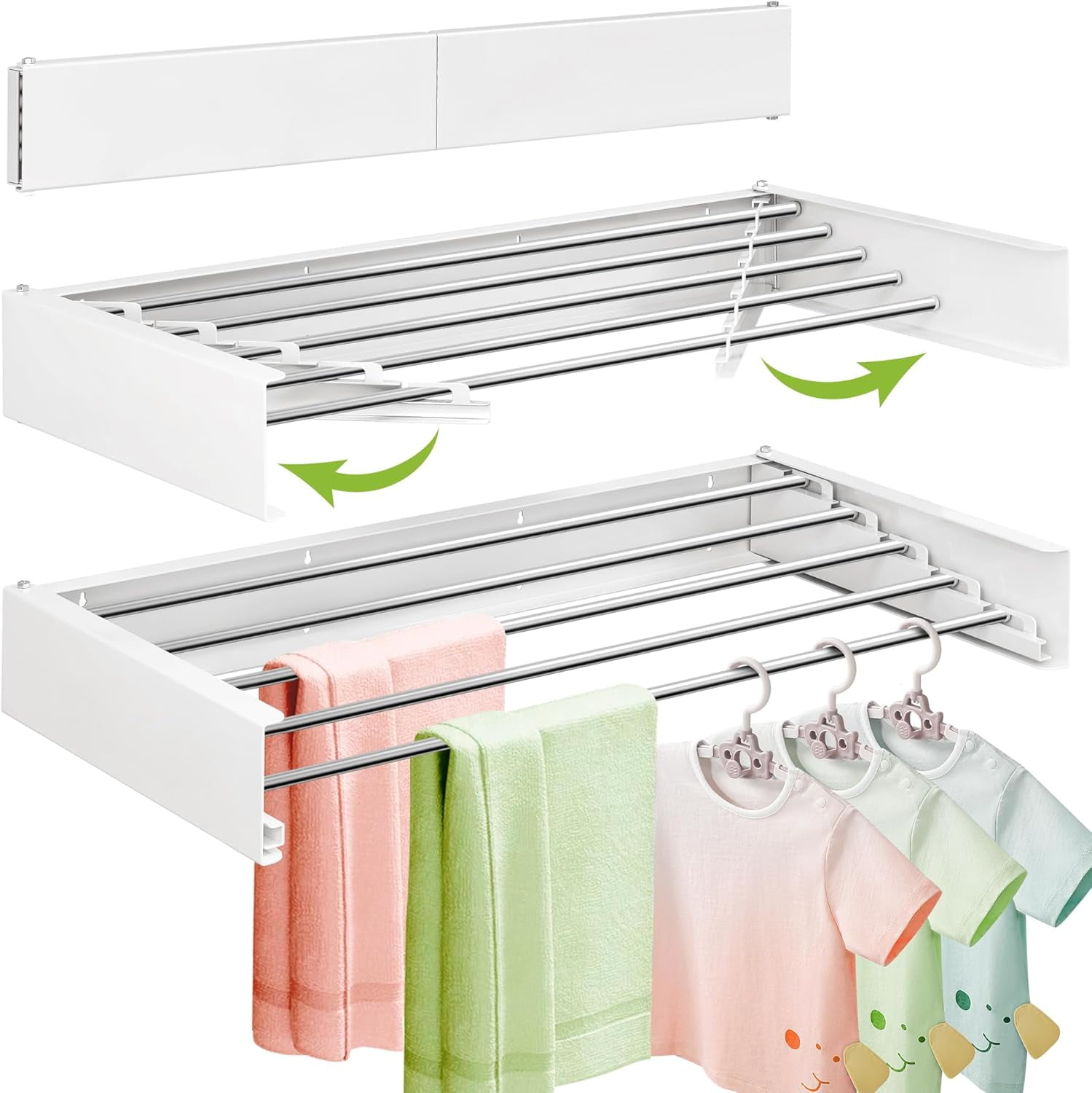 D2025Wall Mounted Clothes Drying Rack 32 inches,Foldbale Laundry Drying ...