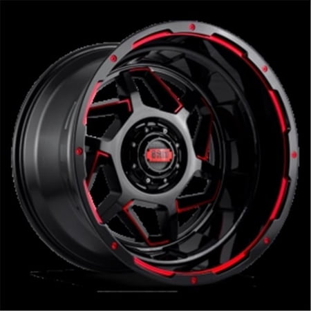D2187E225 20 x 10 GD14 - 25 mm Offset 8 x 170 Black with Red Accent Wheel