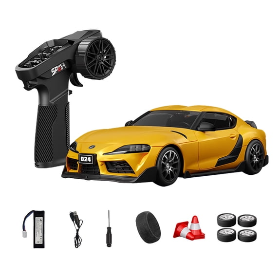 D24-01 1/24 4WD RC Drift Car, 24G Full Proportional High Speed Cross-Country Vehicle with Gyro Stability Control, Dual-Mode Tires, Mini RC Racing Sport Car with LED Light