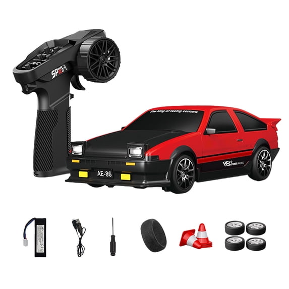 D24-05 1/24 4WD RC Drift Car, 24G Full Proportional High Speed Cross-Country Vehicle with Gyro Stability Control, Dual-Mode Tires, Mini RC Racing Sport Car with LED Light
