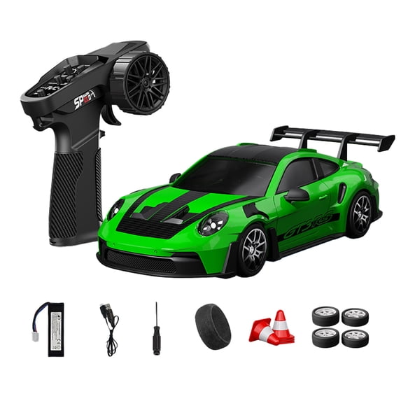 D24 1:24 RC Drift Car for Adults, 2.4G Full Proportional 4WD High Speed Drift Racing Car with Gyro Stability, Dual-Mode Tires & LED Lights