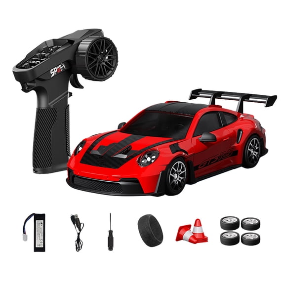 D24 1:24 RC Drift Car for Adults, 2.4G Full Proportional 4WD High Speed Drift Racing Car with Gyro Stability, Dual-Mode Tires & LED Lights