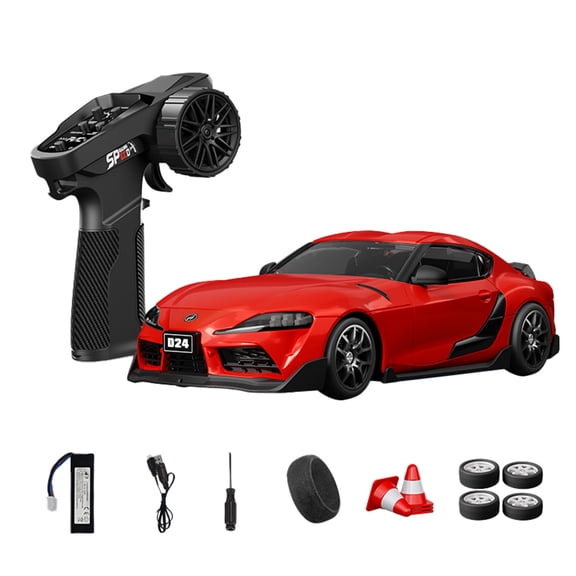 D24 1:24 Scale RC Drift Car, 2.4GHz 4WD Full Proportional Control High-Speed Drift Racing Car with Gyro Stabilization, Dual-Mode Tires & Dynamic Lights for Adults