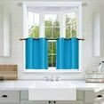 thumbnail image 1 of Gorgeous Home Linen D24 Aqua Blue 2-Piece Short Half Window Blackout Curtains, 1 of 5