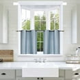 thumbnail image 1 of D24 Blackout Short Curtains 30" wide X 36" Long each Tier Silver Blue 2 Piece window tier drape insulated for kitchen/restaurant/bar, 1 of 2