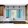 thumbnail image 1 of D24 Set of 2 pieces panels faux silk linen blackout light filtering 100% privacy window curtain for kitchen, bedroom décor 30" X 36" Teal color, 1 of 4