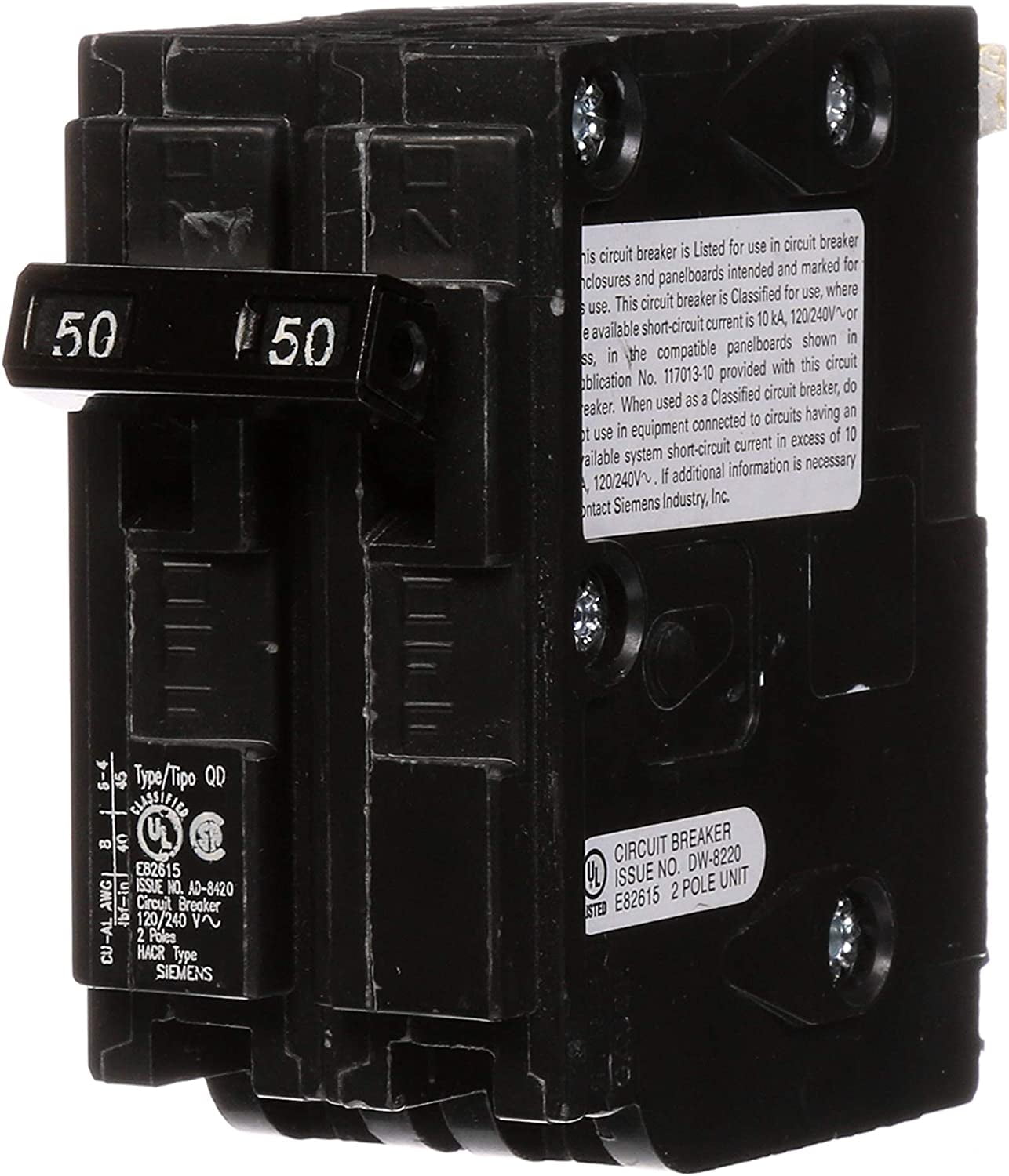 D250 Circuit Breaker, QO Replacement, 50 Amp, Double Pole