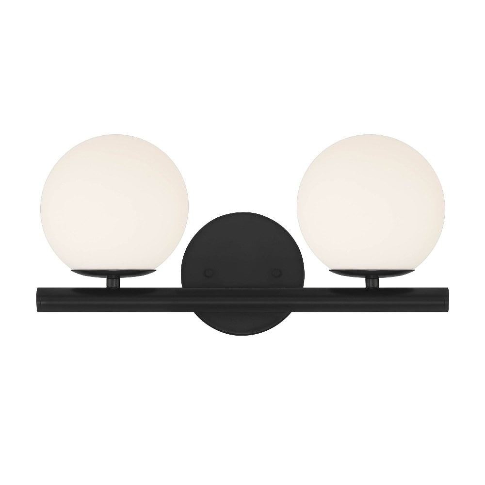 Matte Black Globe Shade 2-Light Vanity Fixture