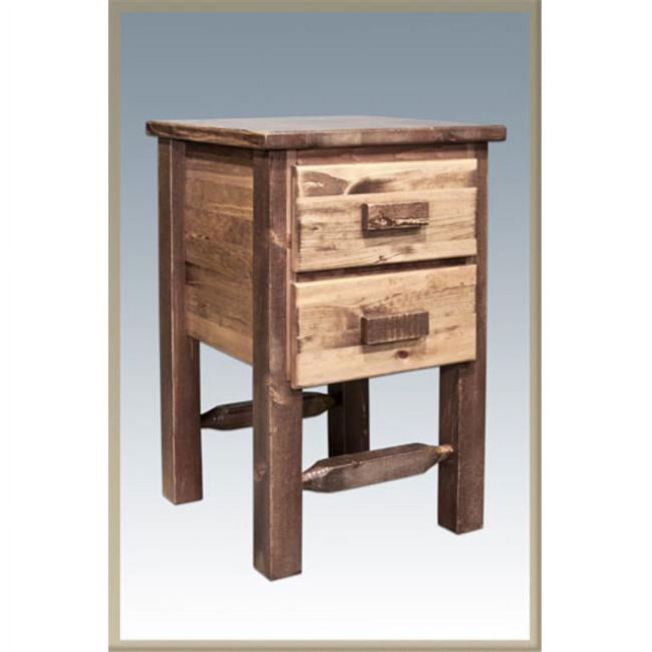Rustic Homestead Solid Wood and Metal 2-Drawer Nightstand - Early American Finish