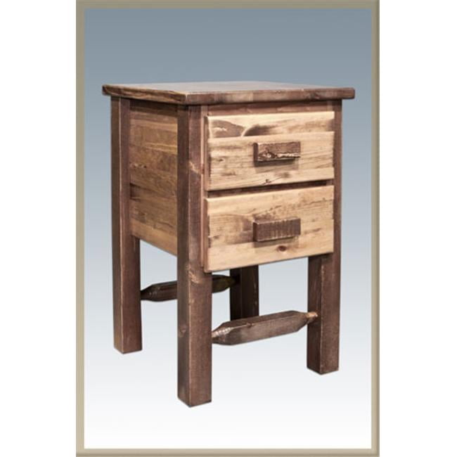 Rustic Homestead Solid Wood and Metal 2-Drawer Nightstand - Early American Finish