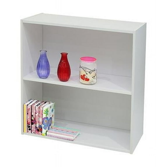 D2D Technologies Bookcase with 2 Tier Storage, Wood, White