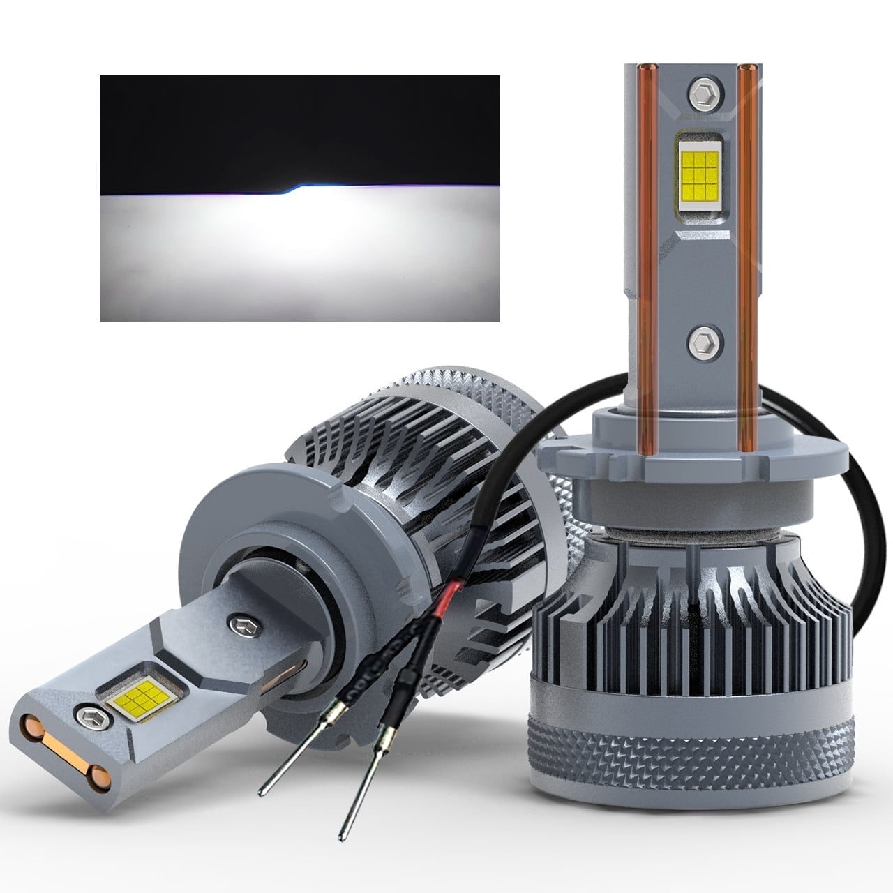 D2H LED Headlight Bulbs No Ballast Required D2S D2R D1S D4S D3S D4R D8S D2C D1R D1C D3C D3R 110W 40000Lm Super Bright 12V 6500K Cool White Built-in Fan and 2 Thermally Conductive Copper Tubes