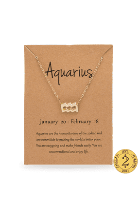 D2M 18K Gold Plated Zodiac Aquarius Necklace, Jewelry, Length 18', Unisex Teen/Adult
