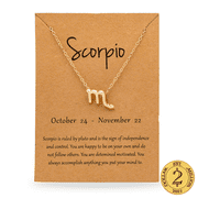 D2M 18K Gold Plated Zodiac Scorpio Necklace, Jewelry, Length 18, Unisex Teen/Adult