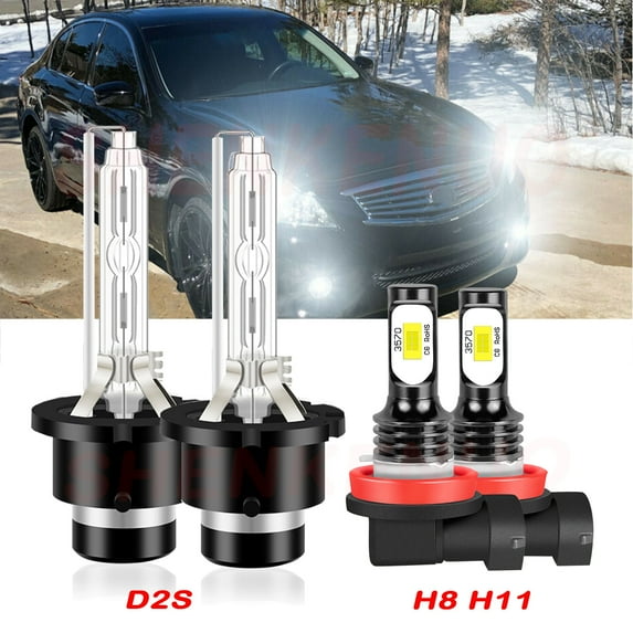 D2S HID Headlight Bulbs for Infiniti QX56 2011 2012 2013 H8 H11 Led Fog Lights 4pcs