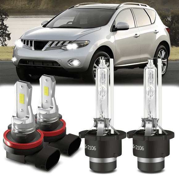 D2S HID Headlight Bulbs for Nissan Murano 2009 2010 2011 2012 2013 2014 H11 H8 Led Fog Lights 4pcs