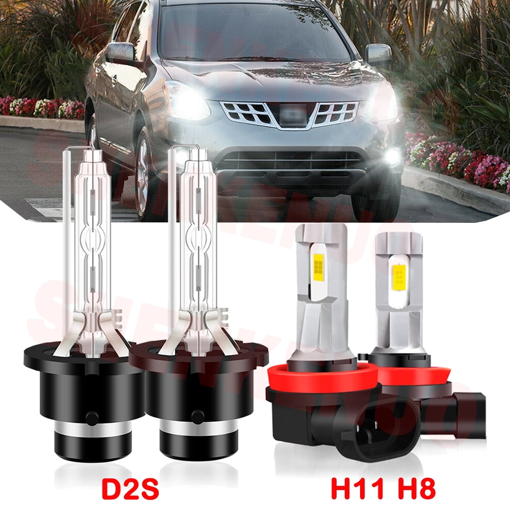 LED Fog Light Kit For 2009-2014 Nissan Murano - Pair, 55W 6000K White, H11, Plug & Play, Black Housing