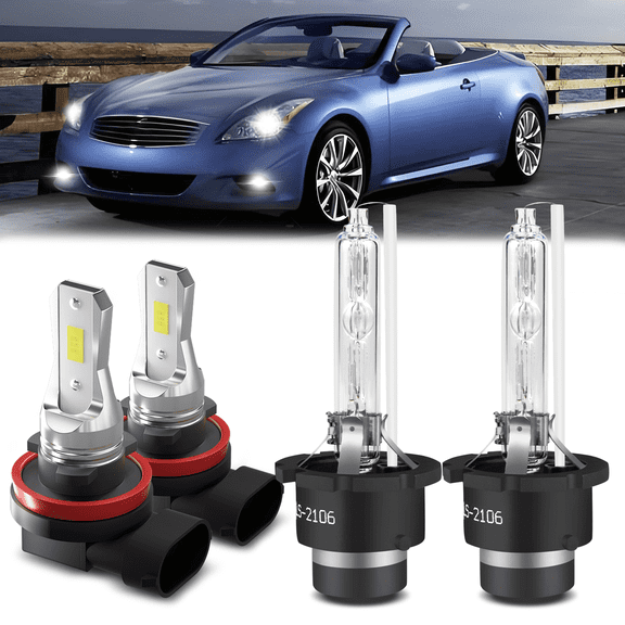 D2S HID Headlight Xenon Bulbs H11 Fog Light for Infiniti G37 2011-2013 High/Low Beam,Pack of 4