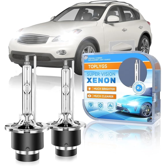 D2S HID Xenon Headlight Bulb Compatible with Infiniti FX35 FX37 FX45 FX50 G25 G35 G37 2003-2013 EX35 EX37 2008-2013 M35 2006-2008, 6000K White, 35W OEM High Low Beam Xenon Lights, Pack of 2