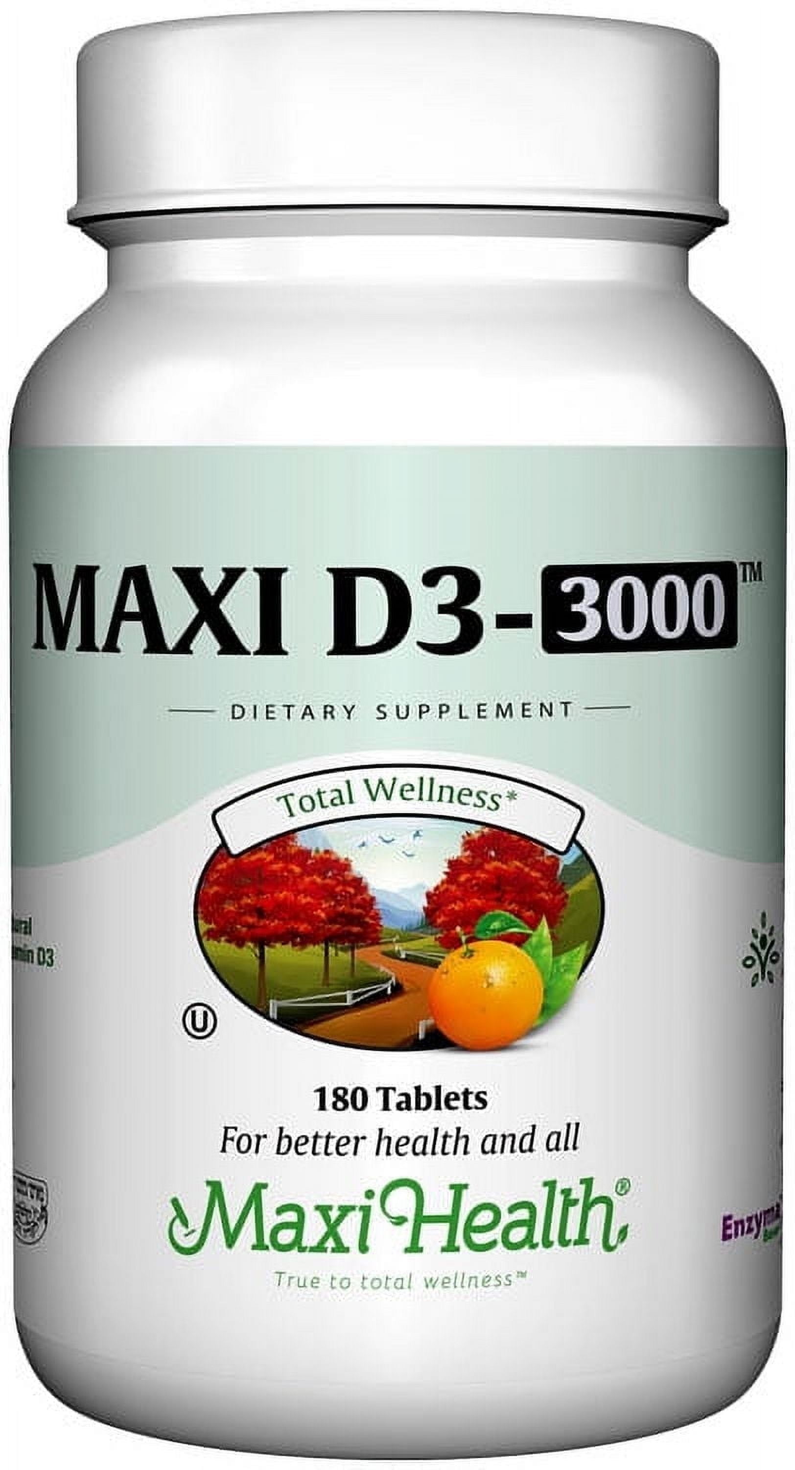 Maxi Health Vitamin D3 3000 IU – Bone & Immune Support Supplement – 180 Tablets – For Adults – Kosher