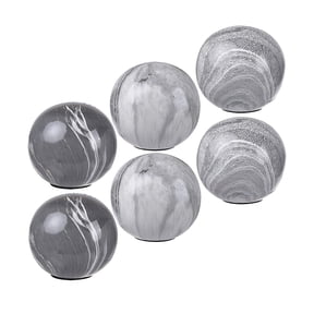 D3.9x3.7" Gray Ceramic Marbleized Ball Accents Decorative orbs, Set of 6