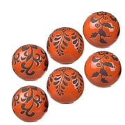 D3.9x3.9" Ceramic Marbleized Ball Accents Orange Decorative Orbs, Set of 6