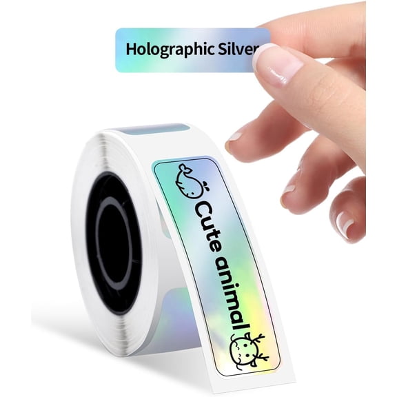 D30 Labels - D30 Thermal Self-Adhesive Label, 3/8"x 1 1/2" (12mmx40mm) | 100 Labels/Roll, Compatible with D30 Label Maker, Holographic