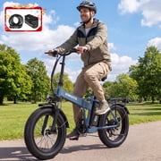 ESKUTE Folding Electric Bike for Adults, 1200W Peak Motor, 28MPH Top Speed, 48V 20.8Ah Removable Battery, Up to 80 Miles Range, 20x4.0 Fat Tires, 7-Speed, NFC Unlock, Blue with Phone Bag & Lock