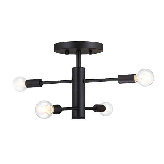 Open Box D320C-SF-MB Designers Fountain Arlo - 4 Light Semi-Flush Mount -9 Inch Tall and 14.25 Inch Wide-Matte Black Finish