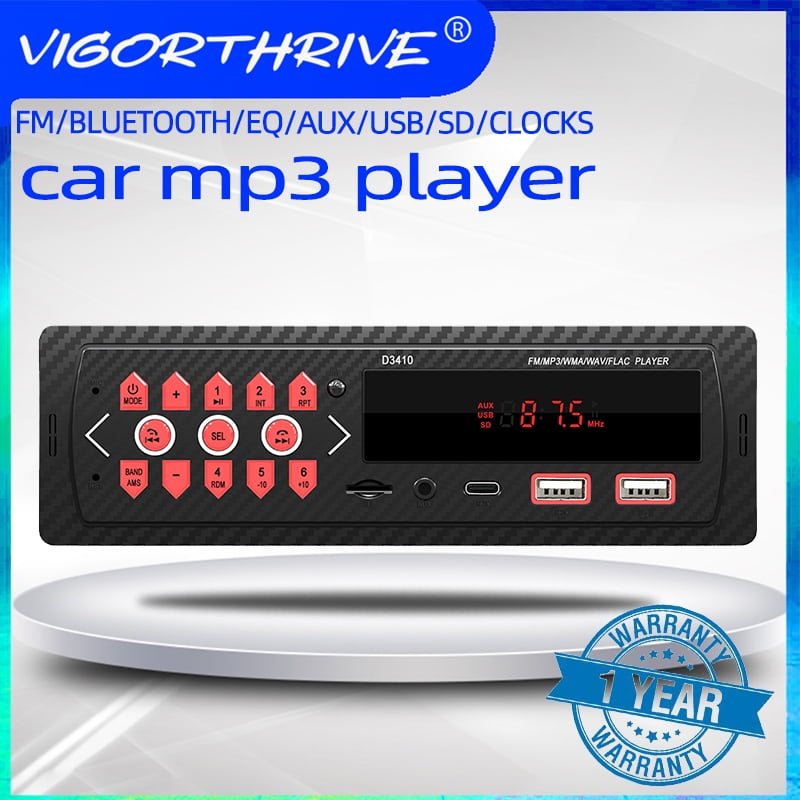 D3410 Car Radio 1 Din with Bluetooth FM Receiver,USB/AUX/TF Card ...
