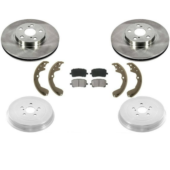 D3EA Certified 31270 CD923 80104 BS785 6PC Kit for Fit 2003-2008 for Pontiac for Vibe & for Toyota for Matrix Front Rotors + Ceramic Pads + Brake Shoes + Rear Drums