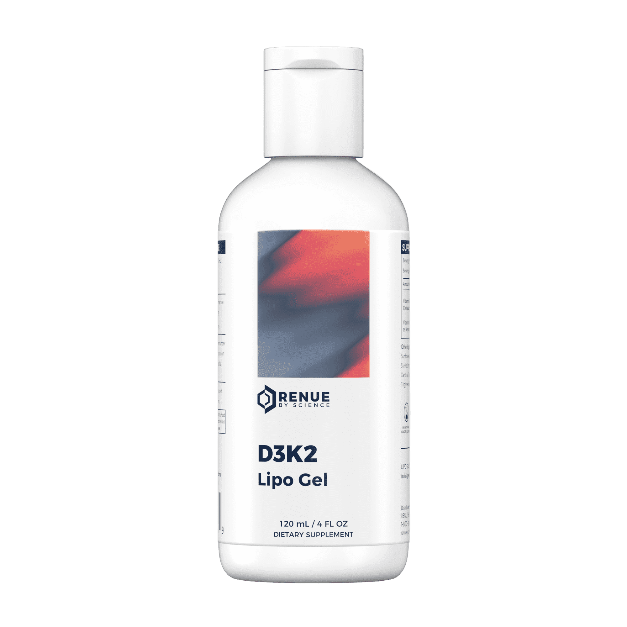 RENUE by SCIENCE Vitamin D3 K2 Gel | High Strength Liposomal D3 K2 Supplement | 120ml Vitamin D K2 Gel - 2500IU Vitamin D3 & 200mcg Vitamin K2 per Serving | Non-GMO & Allergen Free | Made in the USA