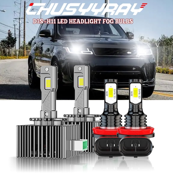 D3S Bright LED Headlight + H11 LED Fog Light 4x Bulbs For Lincoln MKT 2010-2019