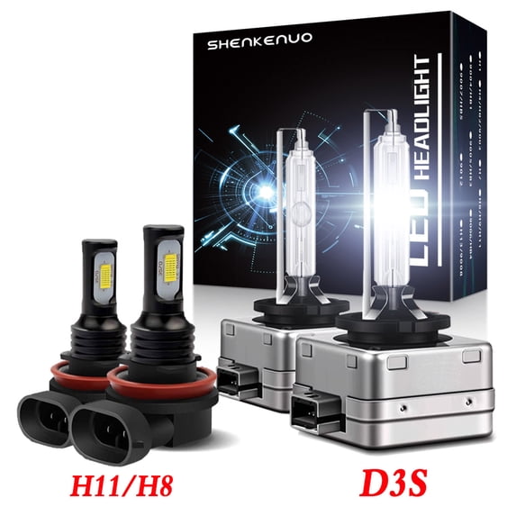 D3S H11 HID Xenon Headlight LED Fog Light Bulbs Kit,for Dodge Challenger 2015-2020 LED High and Low Beam+H11 Fog Light4pc