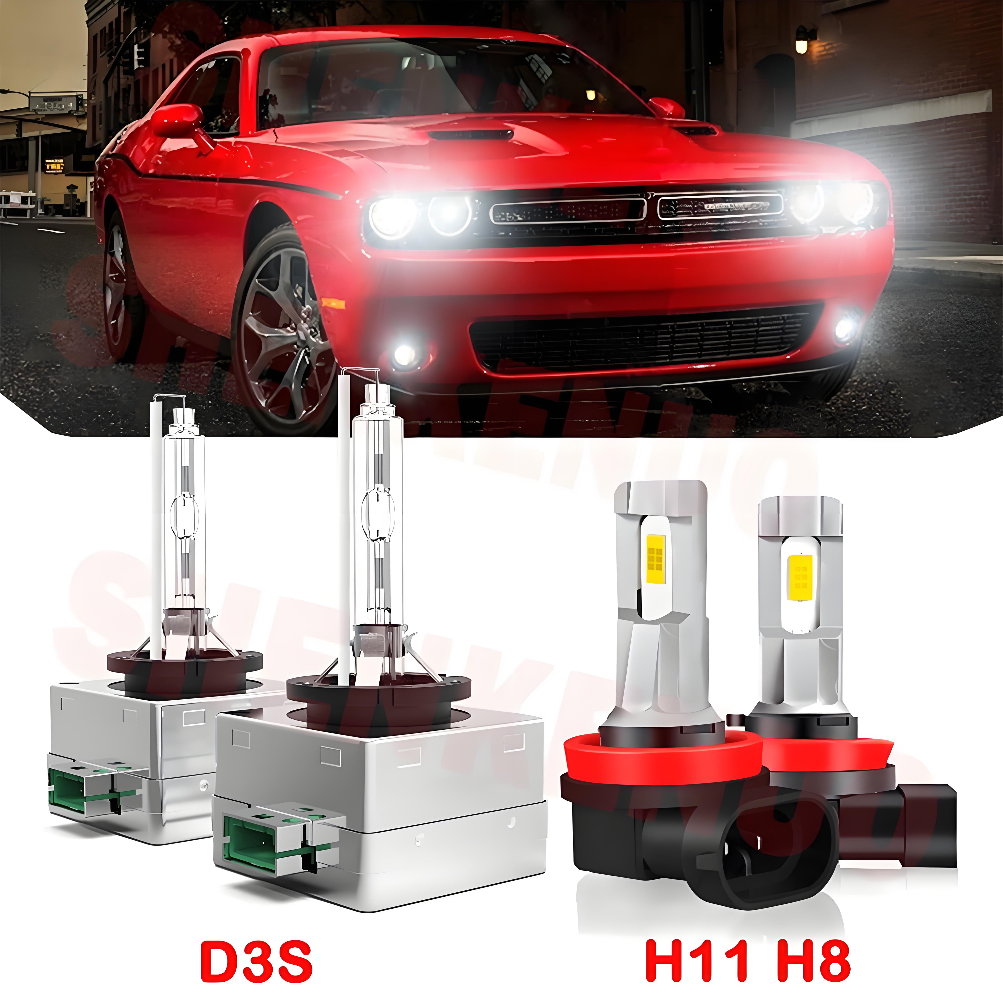 D3S HID Headlight Bulbs for Dodge Challenger 2015 2016 2017 2018 2019 2020  H11 H8 Led Fog Lights 4pcs