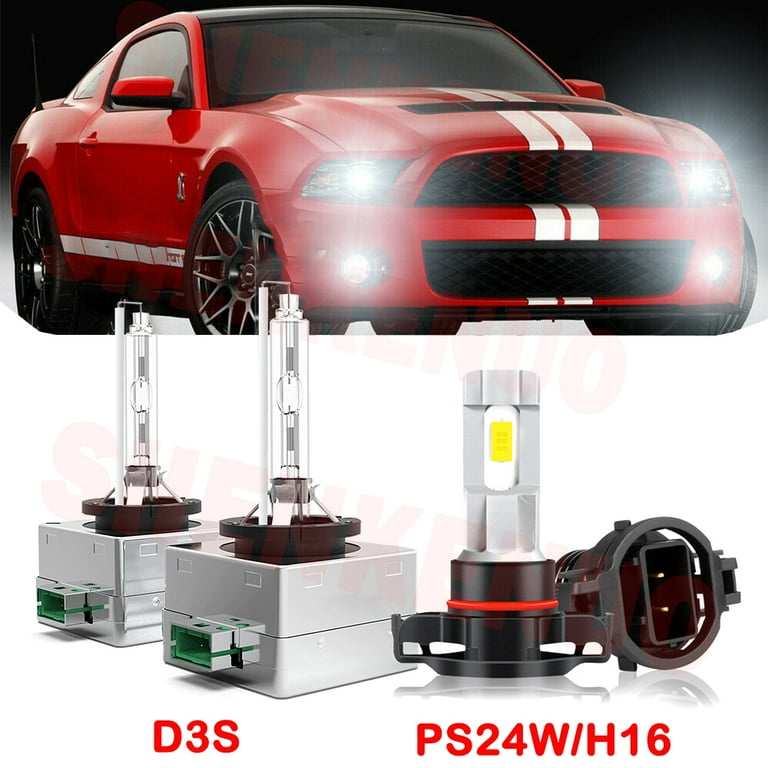 D3S HID Headlight Bulbs for Ford Mustang 2008 2009 2010 2011 H16/PS24W Led  Fog Lights 4pcs