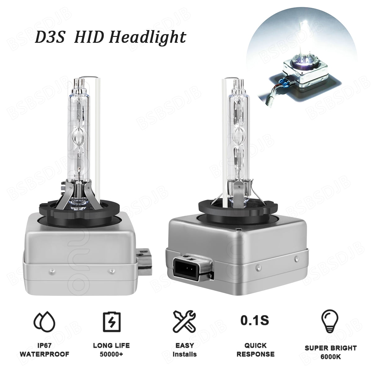 OEM+ 5000K HID Xenon Bulb Set For 2013-2014 Ford F-150 – High & Low Beam, 35W