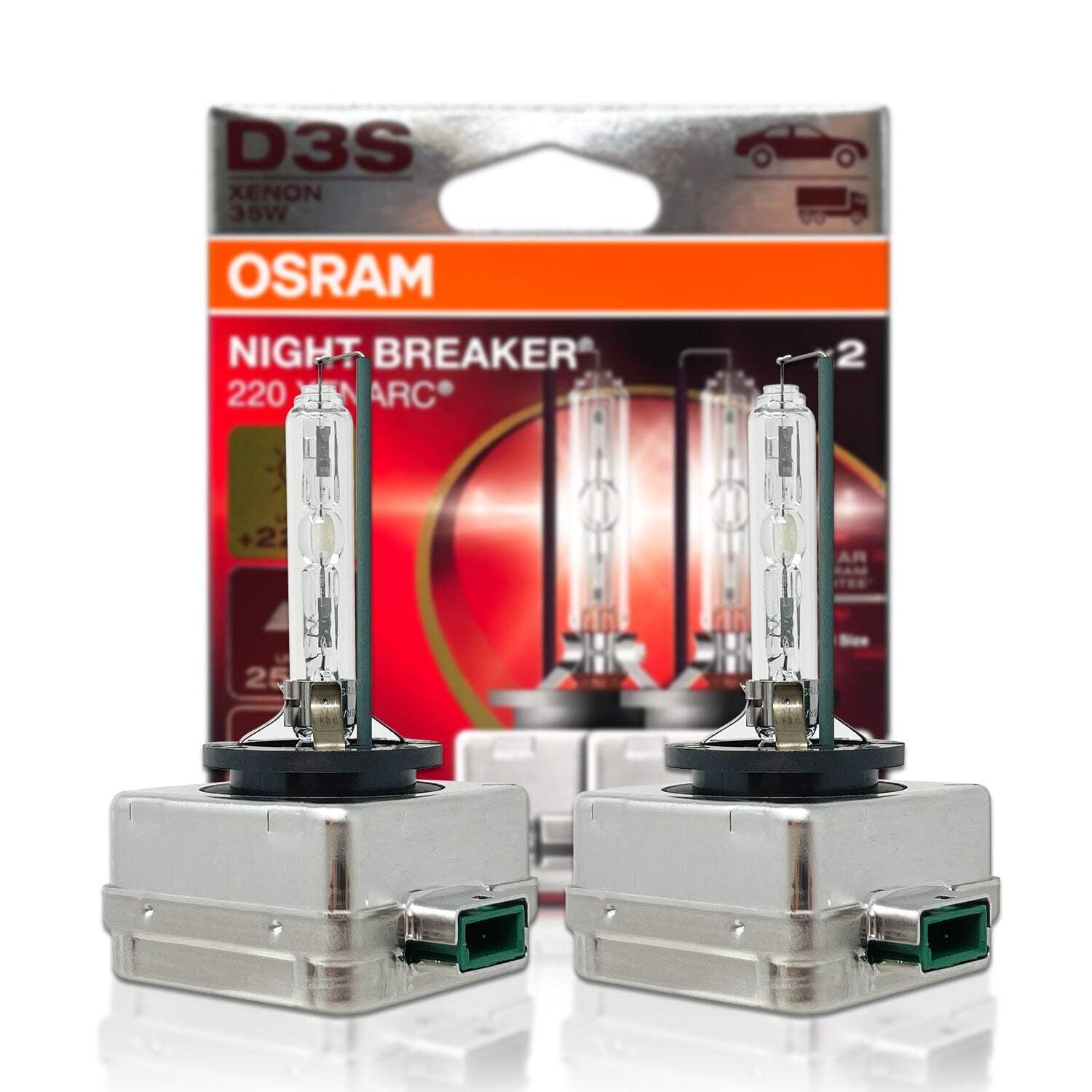 D3S: Osram 66340XN2 Night Breaker 220 HID Xenon Bulbs | Pack of 2