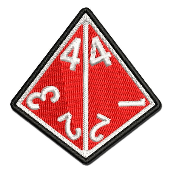 D4 4 Sided Gaming Gamer Dice Critical Role Applique Multi-Color Embroidered Hook & Loop Patch - 3 Inch Medium