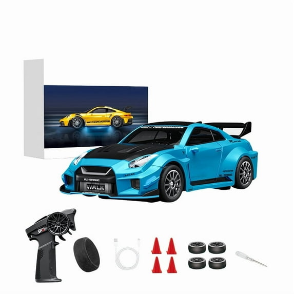 D43-02 1:43 Scale 2.4G Full Proportional 4WD RC Drift Car with Gyro High Speed Alloy Chassis Silent Bearings Adjustable LED Lighting Remote Control Race Car
